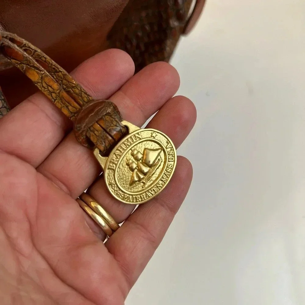 ! BRAHMIN TUSCAN Collection Satchel Caramel Embossed Croc